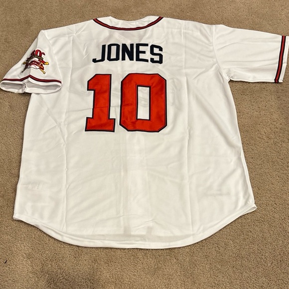 Chipper Jones Atlanta Braves Jersey Mens XL 1995 World Series Home White NWT - Picture 9 of 12